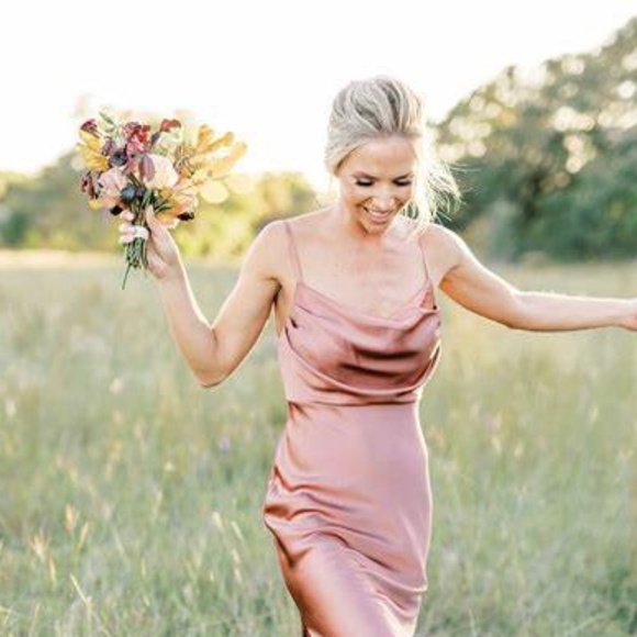 Revelry Skye Satin Midi Dress, Desert Rose, size 10 - Picture 1 of 10